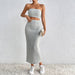 Color-Light Gray-Women Tube Top Bare Cropped Slim Fit Sexy Dress-Fancey Boutique