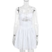 Fashionable Elegant Slim Fit Pleated Hollow Out Cutout Dress Women Spring Sexy Hip Dress-White-Fancey Boutique