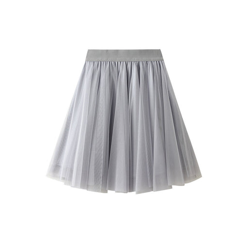 Color-Gray-Skirt Spring Summer Women Korean High Waist Bubble Skirt Slimming Short A line Tulle Skirt Short Skirt-Fancey Boutique