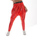 Color-Red-Metallic Coated Fabric Saggy Pants Street Harem Pants Loose All Match Baggy Pants-Fancey Boutique