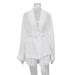 Spring Summer French Long Sleeve Lace Up Top Loose Shorts Suit Women Solid Color Casual Two Piece Suit-White-Fancey Boutique