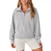 Color-Gray-Women Clothing Autumn Winter Top Half Zipper Pullover Long Sleeve Sweatshirt Sweater Women-Fancey Boutique