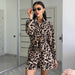 Summer Women Leopard Print Long Sleeve Cardigan Shirt Women Shorts Women Two Piece Set-Leopard-Fancey Boutique