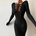 Autumn Elegant Sexy Woolen Reverse Hollow Out Cutout Thin Strap Slim Fit Dress Women-Fancey Boutique