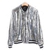 Color-Silver-Street Hipster Women Casual Zipper Jacket Sequined Colored Rib Varsity Jacket Jacket-Fancey Boutique