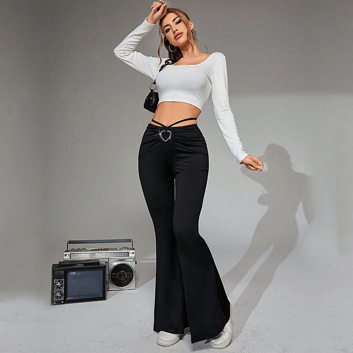 Women Clothing Elegant Casual Pants Autumn Winter High Waist Drooping Slim Slimming Wide Leg Pants-Fancey Boutique