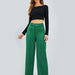 Color-Green-Autumn Winter Professional Work Pant Women Casual Straight Leg Wide Leg Pants High Waist Slimming Draping Long Pants-Fancey Boutique