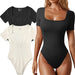 Color-Black-Women Summer Women Yoga Jumpsuit Workout Ribbed Short Sleeve Sports Jumpsuit-Fancey Boutique