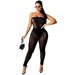 Color-Black-Special Offer with Unavailable Return/Exchange Solid Color Bandeau Sexy See through Jumpsuit Trousers Women Clothing-Fancey Boutique