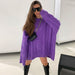 Color-Purple-Fall Winter Casual Loose Sweater Dress Bag Hip Simple Graceful Padded Dress Women-Fancey Boutique