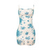 Spaghetti Strap Floral Print Pockets Collar Dress Summer Waist Slimming Sheath-Fancey Boutique