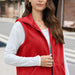 Women's Polar Fleece Zipper Collared Waistcoat-Red-Fancey Boutique