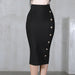 Color-Black-Autumn Winter Tight Waist Slimming Skirt Seam Buckle Midi Slim Fit Bandage Wild Hip Skirt-Fancey Boutique