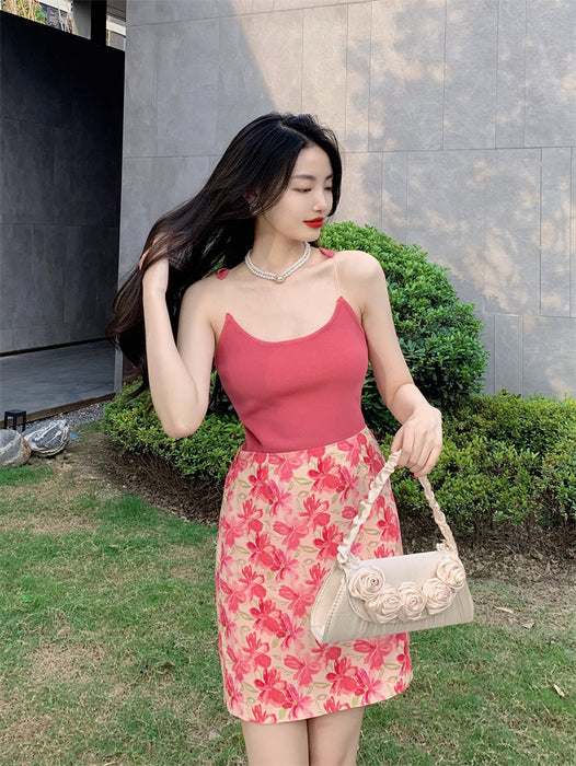 Color-Rose Pink-【MOQ-5 packs】 Summer Sexy Invisible Shoulder Strap Cat Ear Cover Supernumerary Breast Slimming Square Collar Vest Short Knitted Small Tank Top-Fancey Boutique