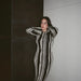 Autumn Winter Women Clothing Autumn Round Neck Flared Sleeves Vertical Stripes Slim Maxi Dress-Fancey Boutique