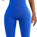 Color-Blue-Summer Sexy Women Yoga Jumpsuit Ribbed Square Collar Sleeveless Sports Jumpsuit Trousers-Fancey Boutique