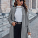 Color-Gray-Casual Winter Women Clothing Cardigan Stand Collar Solid Color All Matching Medium Coat-Fancey Boutique