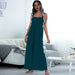 Color-dark green-Summer Women Clothing Smocking Vest Sling Wide Leg Jumpsuit Women-Fancey Boutique