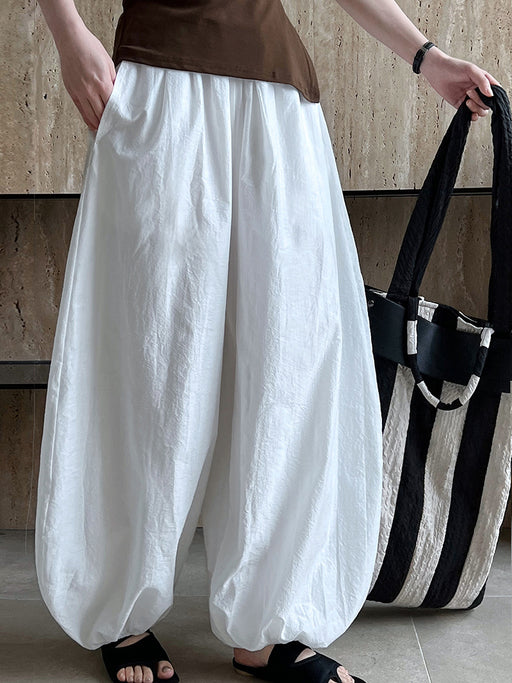 Summer White Loose Bloomers Women Design Yamamoto Pants Bud Pants-White-Fancey Boutique