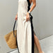 Summer Cotton Linen Backless Halter Split Dress Women-Apricot-Fancey Boutique