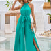Color-Lake Green-Summer Women Clothing Fresh Air Solid Color Halter Lace up Jumpsuit-Fancey Boutique