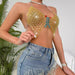 Summer Nightclub Gem Chain Strap Women Tube Top-Tank Top-Yellow-Fancey Boutique