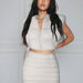 Color-White-Women Clothing Short Skirt Vest Faux Fur Cotton Suit-Fancey Boutique