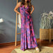 Spring Summer Women Wear V Neck Brace Printing Elegant A Swing Maxi Dress-Multicolor-7-Fancey Boutique