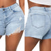 Color-Light Blue-Women Slim All Match Stretch Denim Shorts-Fancey Boutique