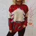 Color-Red-Christmas Holiday Sweater Handmade Sequined Christmas Tree Deer Jacquard Thickened Pullover-Fancey Boutique
