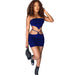 Color-Blue-Hollow Out Stitching Lace up Sexy Women two piece set Hanky Hem-Fancey Boutique