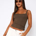 Color-Coffee-Camisole Women Clothing Summer Sexy All Matching Slim Fit Short Sexy Solid Color Bottoming Shirt-Fancey Boutique