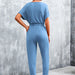 Color-Blue-Women Clothing V neck Cross Jumpsuit-Fancey Boutique