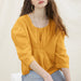 Niche Design Shirt Korean Chic Pure Cotton Pleating Sweet All Matching Long Sleeve Top Women-Turmeric-Fancey Boutique