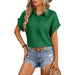 Color-Green-Spring Summer Women Drop Shoulder Loose Short Sleeve Casual Shirt Women-Fancey Boutique