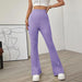 Autumn Winter High Waist Slimming Belted Free Micro Knit Women Casual Pants-Purple-Fancey Boutique