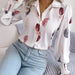 Color-White-Spring Summer Elegant Feather Lantern Sleeve Collared Shirt Women Clothing-Fancey Boutique