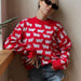 Round Neck Lamb Sweater Autumn Women Loose Casual Mid Length Round Neck Lamb Sweater-Red-Fancey Boutique