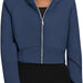 Color-Navy Blue-Women Clothing Hooded Zipper Short Casual Velvet Long Sleeve Sweatshirt-Fancey Boutique