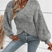 Fall Winter Sweater Women Clothing Elegant Cross V Neck Loose Pullover Women-Light Gray-Fancey Boutique