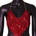 Color-Red-Women Clothing Nightclub Sexy Low Cut Backless Halter Rhinestone Stitching Triangle Vest Women-Fancey Boutique