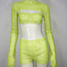 Color-fluorescent green-Sexy Set Fishnet Rhinestone Suspender Shorts Three Piece Sexy Pants Set-Fancey Boutique