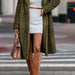 Color-Army Green-Autumn Winter Long Solid Color Long Sleeve Woolen Women Coat-Fancey Boutique