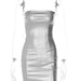 Color-Silver-Sexy Bandeau Slim Fit Slimming Sheath Women Faux Leather Dress Women Clothing-Fancey Boutique