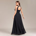 Halter Backless Pleated Waist Party Back Zipper Black a Large Swing Fully Lined Evening Dress-Fancey Boutique