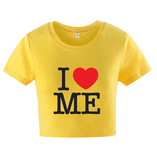 Color-Yellow-Women Clothing Printing Short Letters Short Sleeve T shirt Top-Fancey Boutique