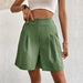 Color-Green-Summer Women Clothing Solid Color High Waisted Shorts Women Summer-Fancey Boutique