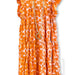 Color-Orange-Ladies Floral Casual Flying Sleeves Gathers Ruffled Printed Mid Length Dress-Fancey Boutique