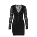 Autumn Elegant Sexy Long Sleeve Narrow Lace Mini Dress Women-Fancey Boutique