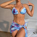 Color-Blue-Swimsuit Women Split Three Piece Skirt Tie Dye Bikini-Fancey Boutique